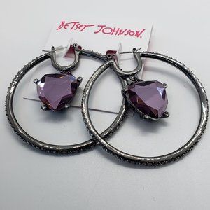 Betsey Johnson - Purple Heart Orbital Hoop Earrings